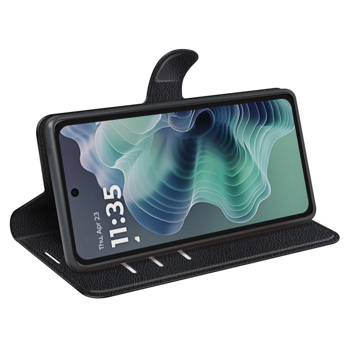 Bild 3, Motorola Moto G35 5G Fodral Litchi Läder Svart