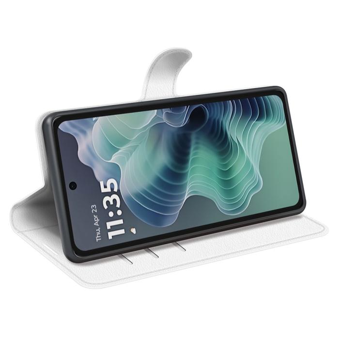 Bild 3, Motorola Moto G35 5G Fodral Litchi Läder Vit