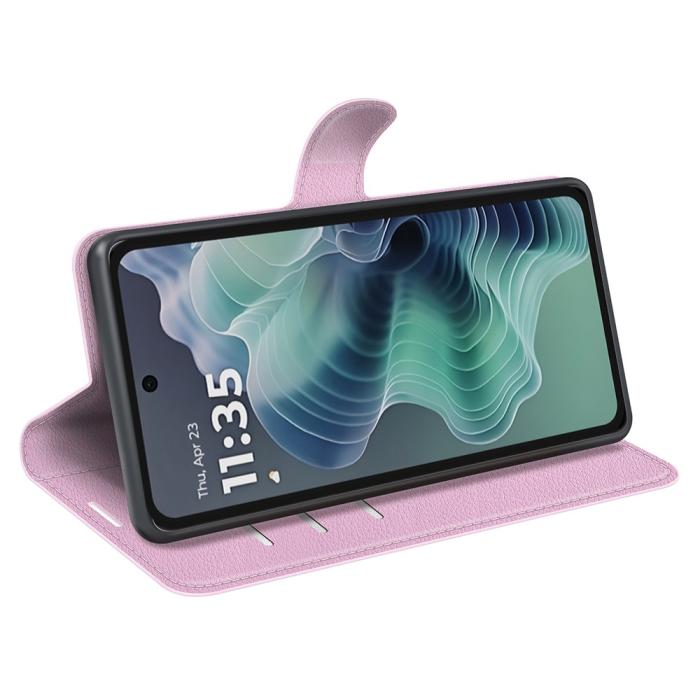 Bild 3, Motorola Moto G35 5G Fodral Litchi Läder Ljus Rosa