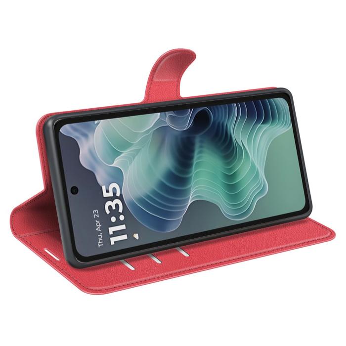 Bild 3, Motorola Moto G35 5G Fodral Litchi Läder Röd