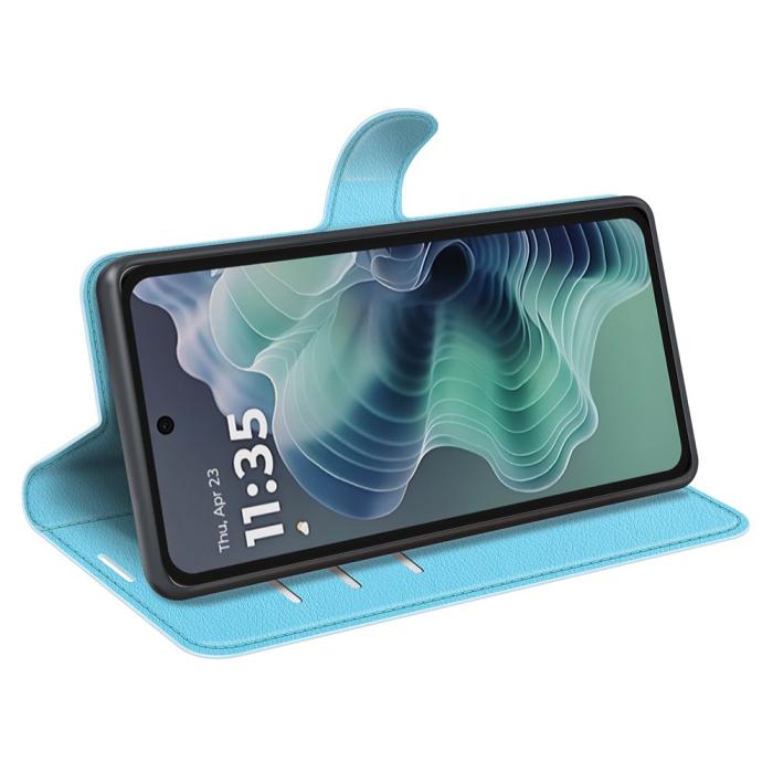 Bild 3, Motorola Moto G35 5G Fodral Litchi Läder Blå