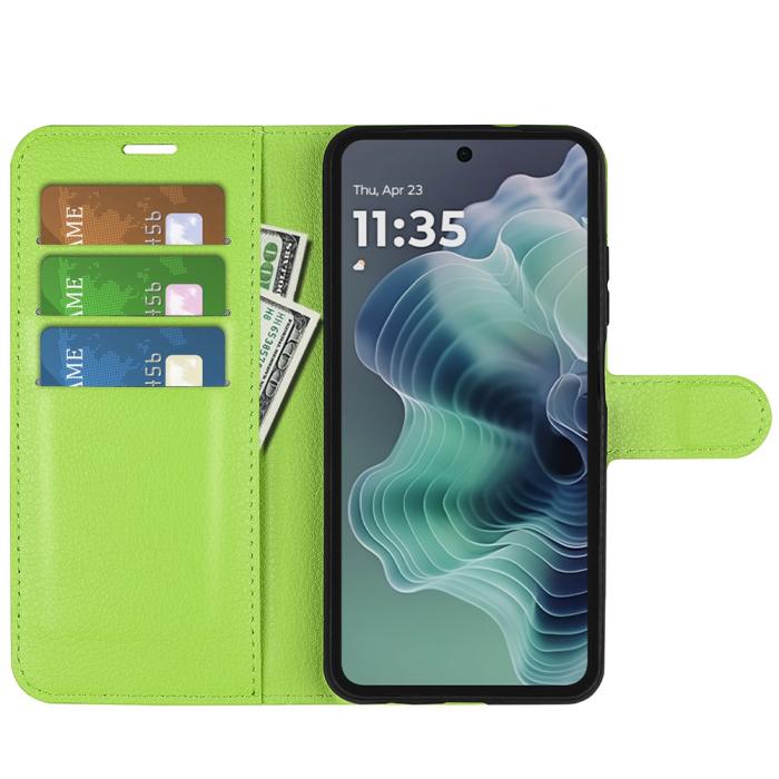 Bild 2, Motorola Moto G35 5G Fodral Litchi Läder Grön