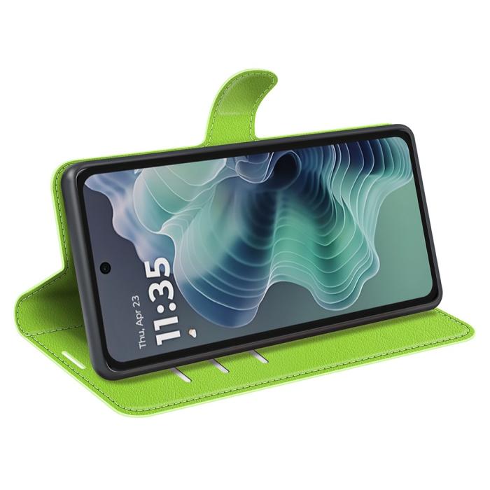 Bild 3, Motorola Moto G35 5G Fodral Litchi Läder Grön