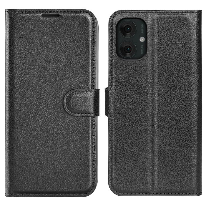 Bild 1, Motorola Moto G55 5G Fodral Litchi Läder Svart