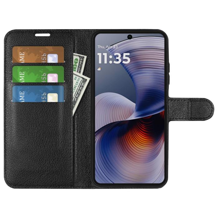 Bild 2, Motorola Moto G55 5G Fodral Litchi Läder Svart