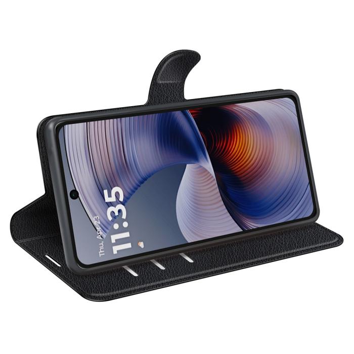 Bild 3, Motorola Moto G55 5G Fodral Litchi Läder Svart