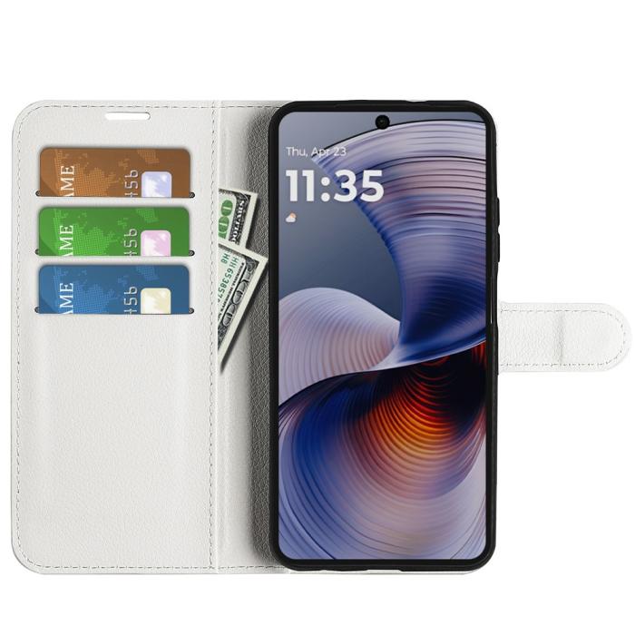Bild 2, Motorola Moto G55 5G Fodral Litchi Läder Vit
