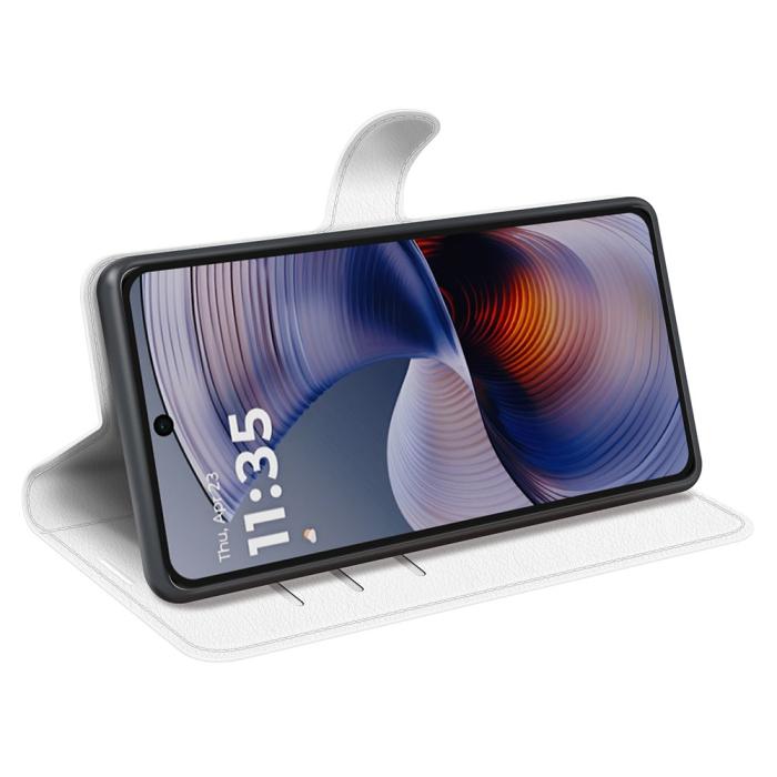 Bild 3, Motorola Moto G55 5G Fodral Litchi Läder Vit