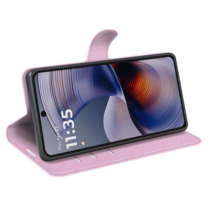 Bild 3, Motorola Moto G55 5G Fodral Litchi Läder Ljus Rosa