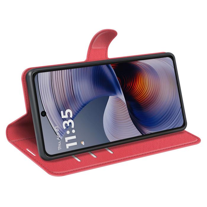 Bild 3, Motorola Moto G55 5G Fodral Litchi Läder Röd