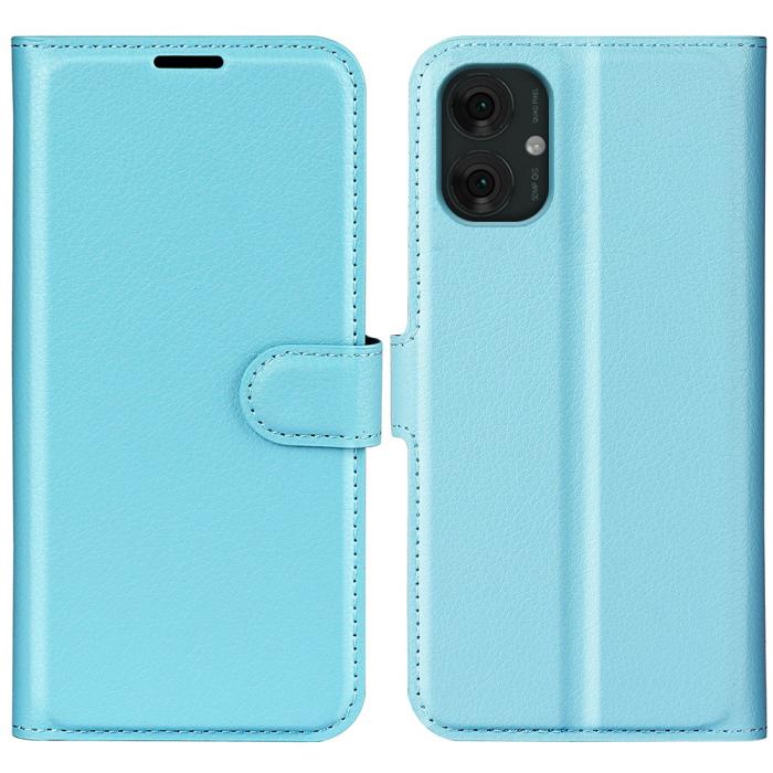 Bild 1, Motorola Moto G55 5G Fodral Litchi Läder Blå