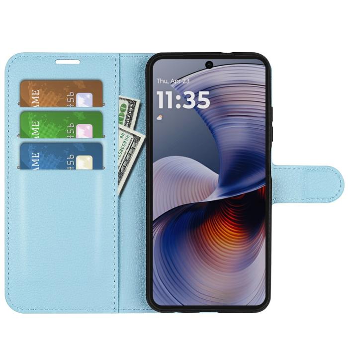 Bild 2, Motorola Moto G55 5G Fodral Litchi Läder Blå