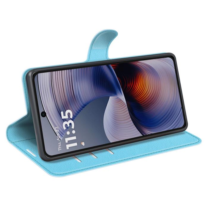 Bild 3, Motorola Moto G55 5G Fodral Litchi Läder Blå