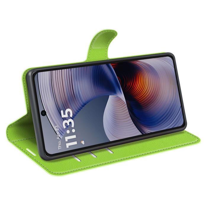 Bild 3, Motorola Moto G55 5G Fodral Litchi Läder Grön