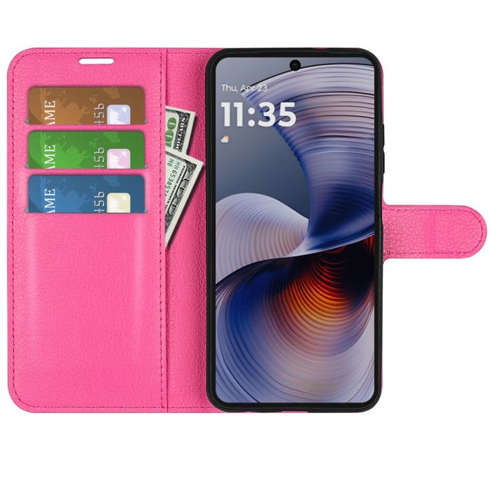 Bild 2, Motorola Moto G55 5G Fodral Litchi Läder Rosa