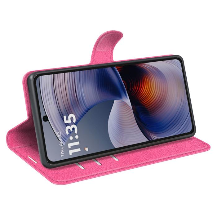 Bild 3, Motorola Moto G55 5G Fodral Litchi Läder Rosa