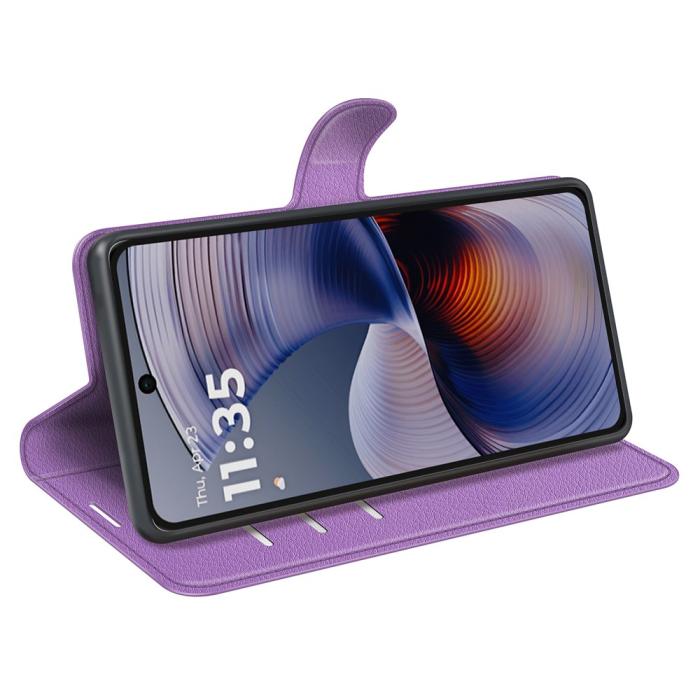 Bild 3, Motorola Moto G55 5G Fodral Litchi Läder Lila