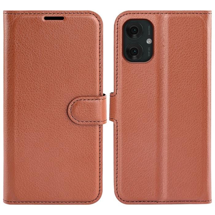 Bild 1, Motorola Moto G55 5G Fodral Litchi Läder Brun