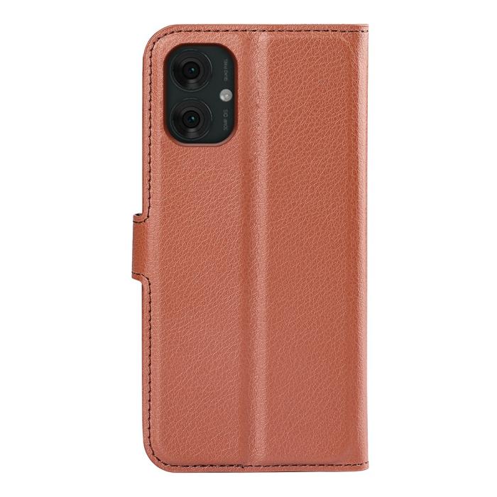 Bild 6, Motorola Moto G55 5G Fodral Litchi Läder Brun