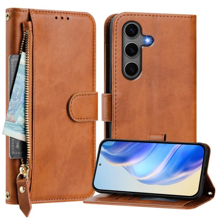 Bild 2, Samsung Galaxy S25 Plus Fodral Multifunktionell Läder Brun