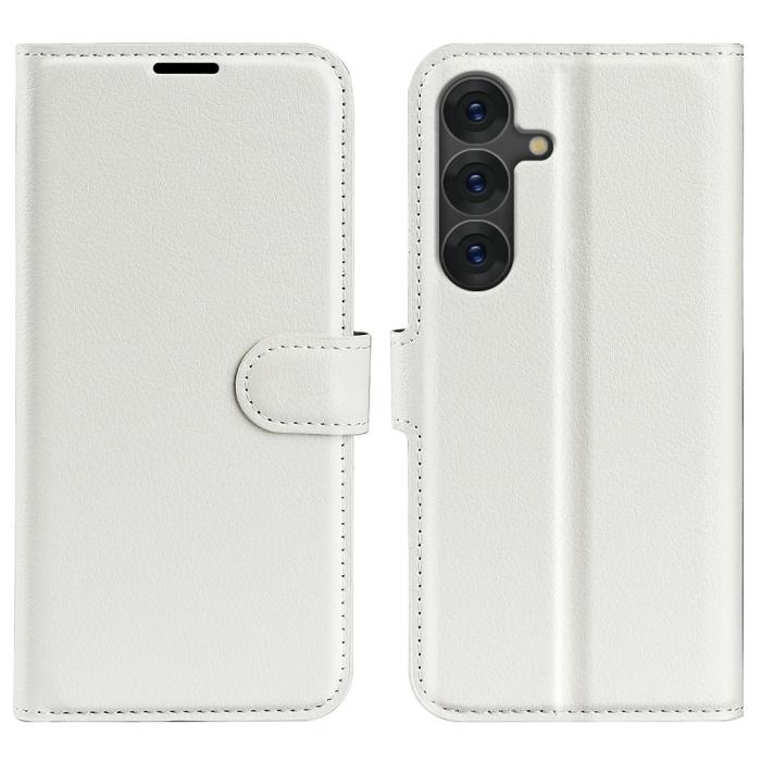 Bild 1, Samsung Galaxy S25 Plus Fodral Litchi Läder Vit