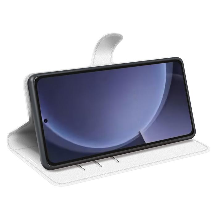 Bild 3, Samsung Galaxy S25 Plus Fodral Litchi Läder Vit