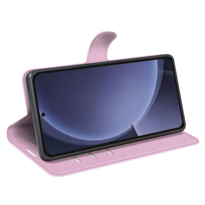 Bild 3, Samsung Galaxy S25 Plus Fodral Litchi Läder Ljus Rosa