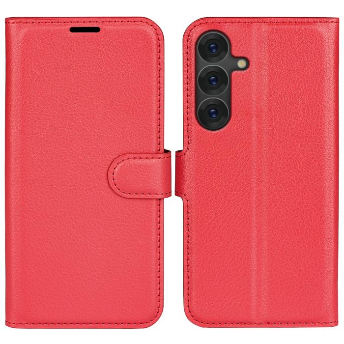Bild 1, Samsung Galaxy S25 Plus Fodral Litchi Läder Röd