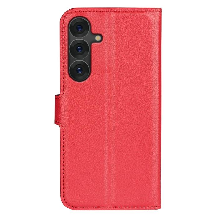 Bild 6, Samsung Galaxy S25 Plus Fodral Litchi Läder Röd