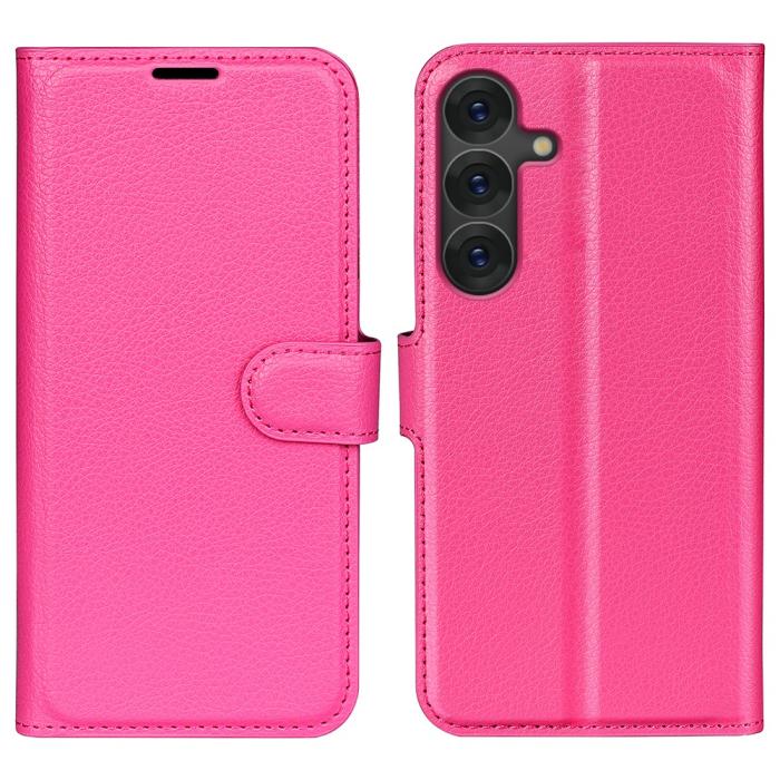 Bild 1, Samsung Galaxy S25 Plus Fodral Litchi Läder Rosa