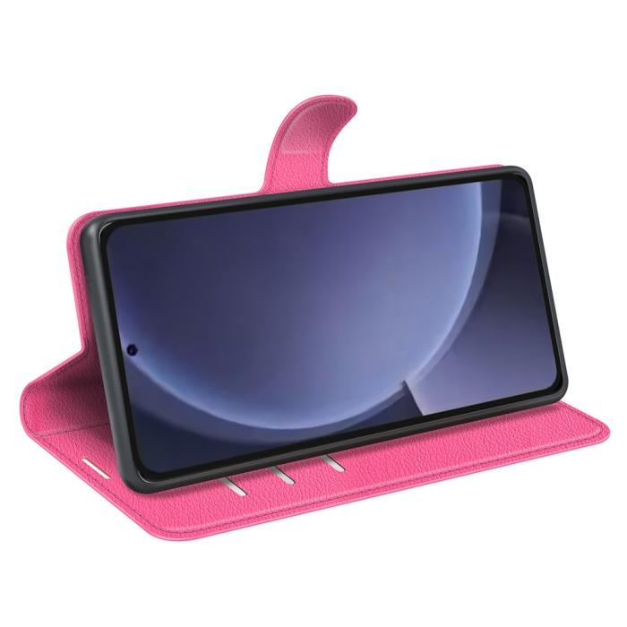 Bild 3, Samsung Galaxy S25 Plus Fodral Litchi Läder Rosa