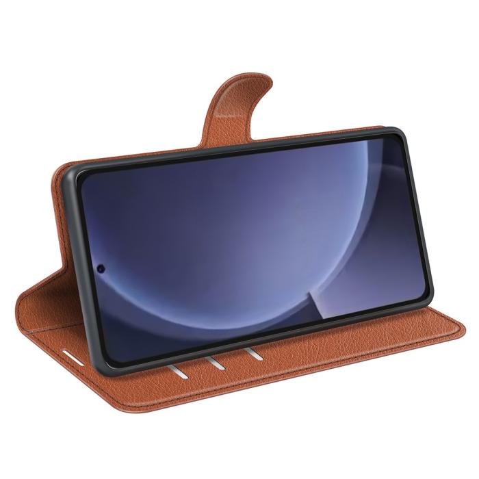 Bild 3, Samsung Galaxy S25 Plus Fodral Litchi Läder Brun