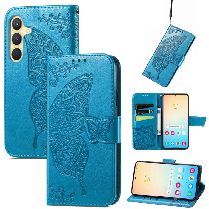 Bild 1, Samsung Galaxy S25 Plus Fodral Med Fjäril Tryck Blå
