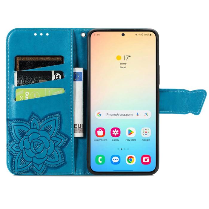 Bild 3, Samsung Galaxy S25 Plus Fodral Med Fjäril Tryck Blå