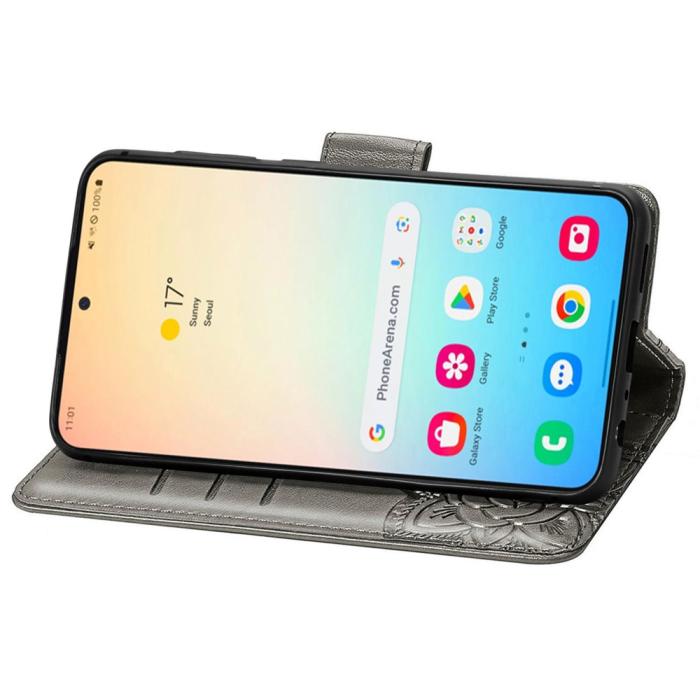 Bild 4, Samsung Galaxy S25 Plus Fodral Med Fjäril Tryck Grå