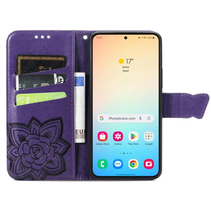 Bild 3, Samsung Galaxy S25 Plus Fodral Med Fjäril Tryck Mörk Lila