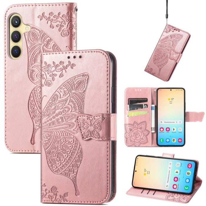 Bild 1, Samsung Galaxy S25 Plus Fodral Med Fjäril Tryck Roséguld