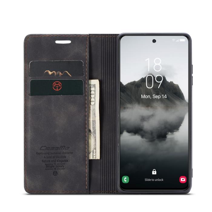 Bild 3, CASEME Samsung Galaxy S25 Plus Fodral Flip Retro Läder Svart