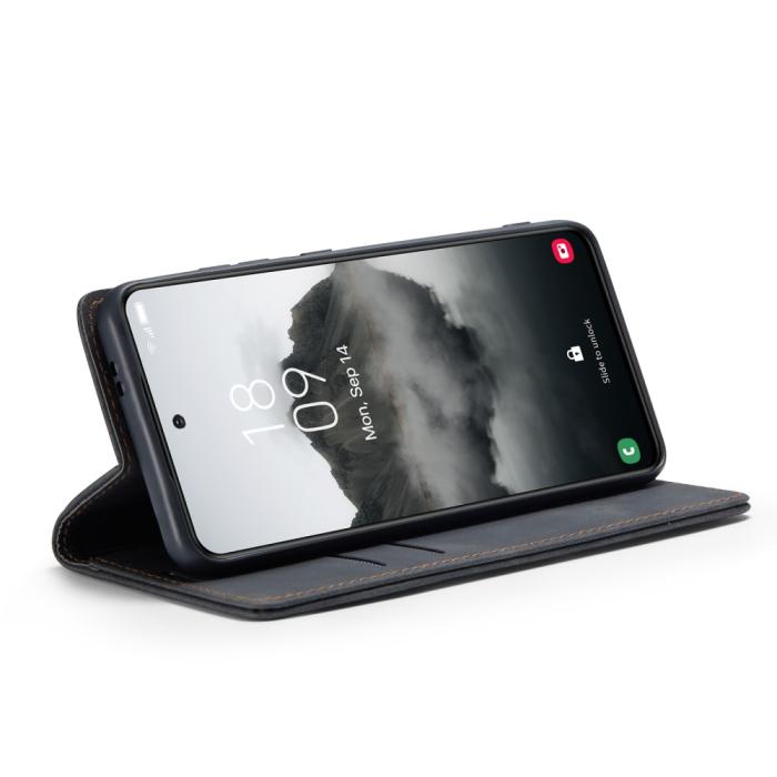 Bild 4, CASEME Samsung Galaxy S25 Plus Fodral Flip Retro Läder Svart