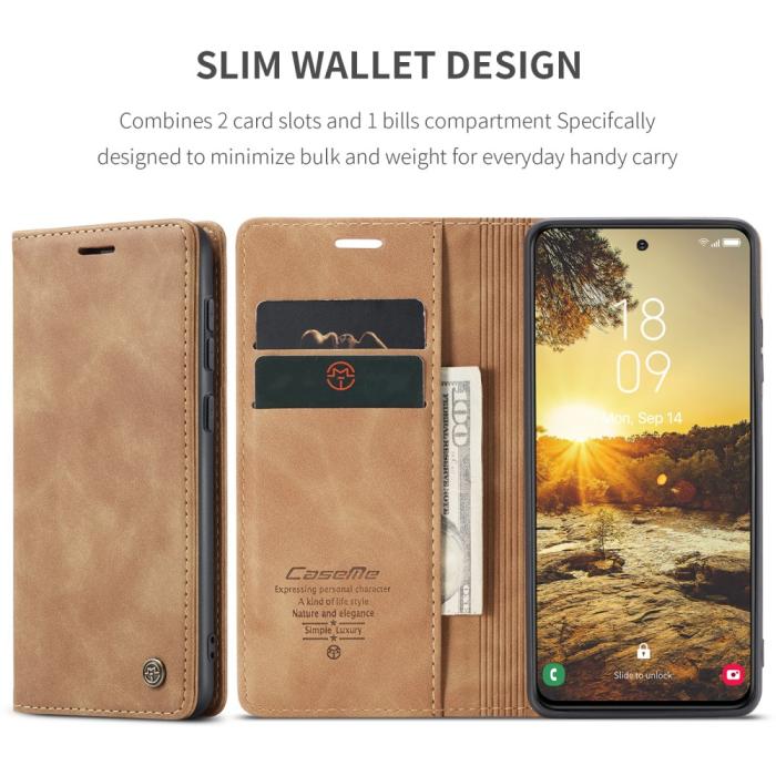 Bild 6, CASEME Samsung Galaxy S25 Plus Fodral Flip Retro Läder Brun