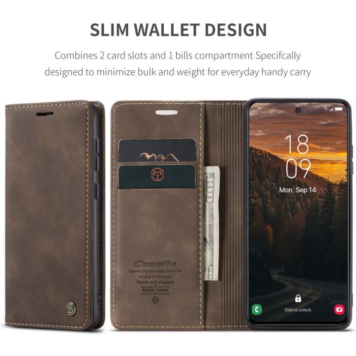 Bild 6, CASEME Samsung Galaxy S25 Plus Fodral Flip Retro Läder Mörk Brun
