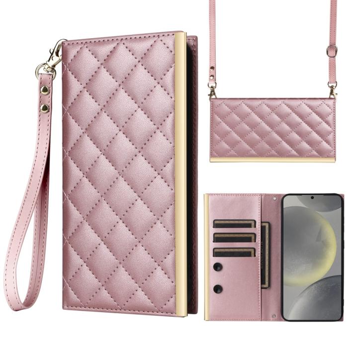 Bild 1, Samsung Galaxy S25 Plus Fodral Rhombus Läder Roséguld