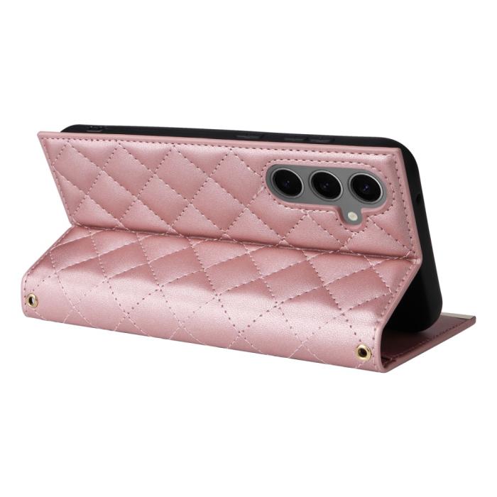 Bild 3, Samsung Galaxy S25 Plus Fodral Rhombus Läder Roséguld
