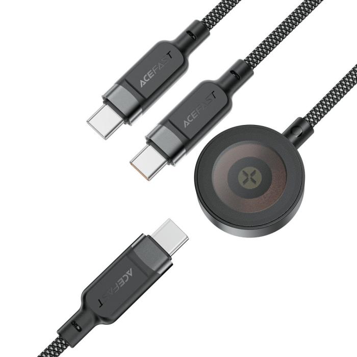 Bild 5, Acefast 100W USB-C - 2x USB-C / Apple Watch Laddare Svart