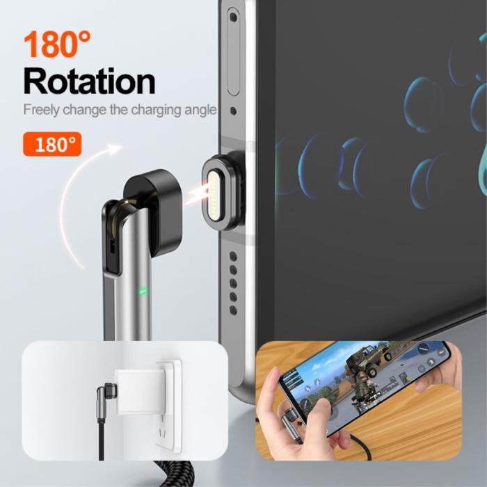 Bild 2, ENKAY 1 m 3in1 USB-C - Lightning / USB-C Magnetisk Svart