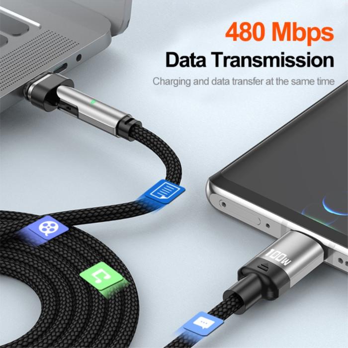 Bild 5, ENKAY 1 m 3in1 USB-C - Lightning / USB-C Magnetisk Svart