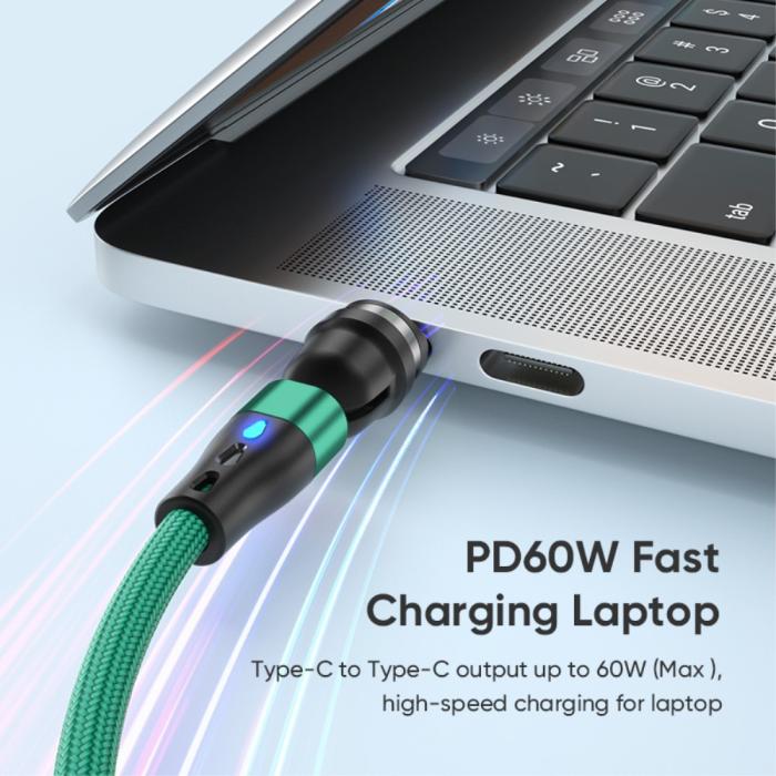 Bild 3, ENKAY 1 m 2in1 PD 60W USB-C - Lightning/USB-C 360° Magnetkabel