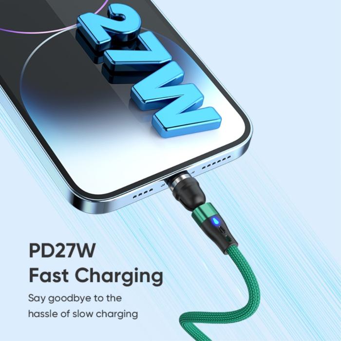 Bild 5, ENKAY 1 m 2in1 PD 60W USB-C - Lightning/USB-C 360° Magnetkabel