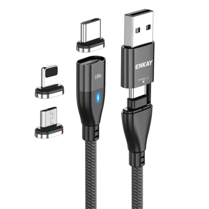 Bild 1, ENKAY 2 m 6in1 PD 100W USB-C/USB-A - USB-C/Lightning/MicroUSB