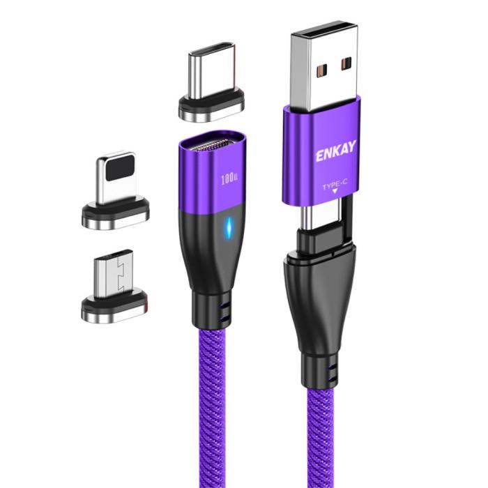 Bild 1, ENKAY 2 m 6in1 PD 100W USB-C/USB-A - USB-C/Lightning/MicroUSB